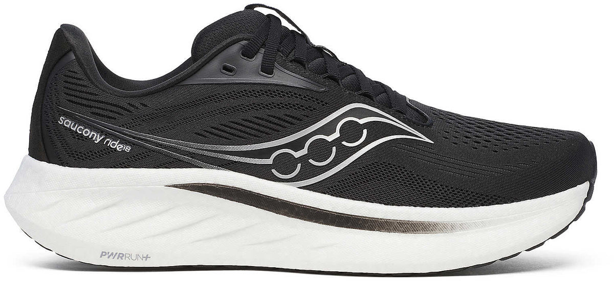 Saucony Ride 18 WIDE FIT Mens Running Shoes - Black