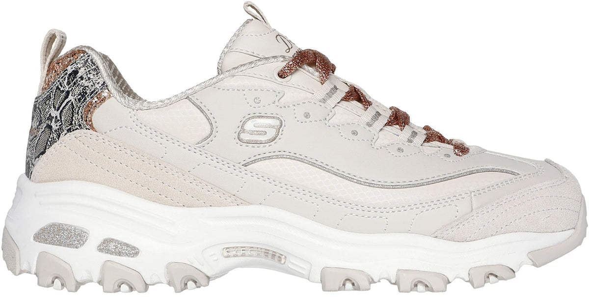 Skechers D'Lites Golden Chic Womens Shoes - Cream