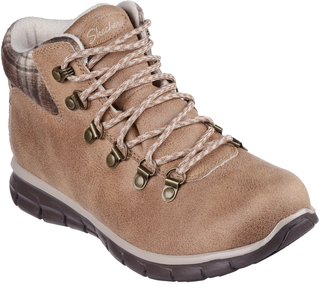 Skechers Synergy Plaid Mood Womens Walking Boots - Brown